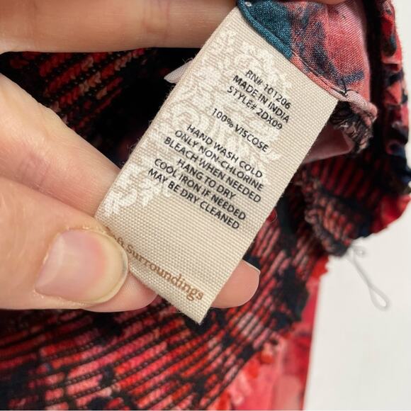 Soft Surroundings Red Blue Abstract Floral Print Boho Blouse Womens Xs Fall Top - Picture 7 of 8